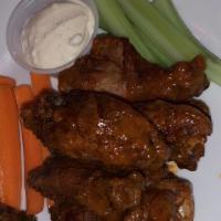 Wings (10) · Add one soda and one fries with extra cost. Choose two dips. Add additional dip with extra c...