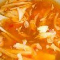 Hot & Sour Soup · Spicy. Served with crispy noodle.