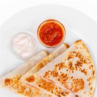 Four Cheese Quesadilla · Mouthwatering Quesadilla made with Pepper jack cheese, Swiss cheese, fresh Mozzarella cheese...