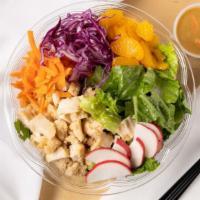 Asian Crunch · Your choice of greens.  Includes cabbage, onions, carrots, mandarin oranges, wontons and you...