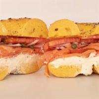 Lox & Cream Cheese Bagel · Sliced lox, cream cheese & your choice of toppings on any bagel.  (PLEASE NOTE:  If we're so...