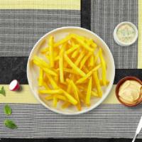 Cut The Fries · Idaho potato fries cooked until golden brown and garnished with salt.
