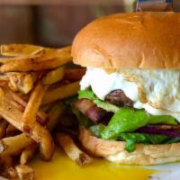 All In Foundry Burger · Our foundry burger with bacon, egg and avocado served with Fries