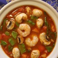 Tom Yum Soup · Can be prepared vegetarian (without egg). Medium spicy. Can be extra spicy. Seafood, chicken...