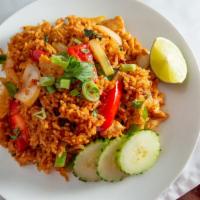 Basil Fried Rice · Medium spicy. Spiciness can be adjusted. Can be prepared vegetarian (without egg). Basil, on...