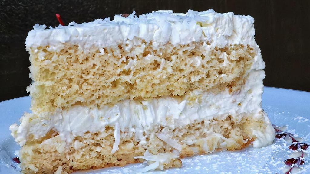 Coconut Tres Leches · Our signature homemade tres leches sponge cake flavored with Coconut