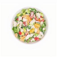 Kale Caesar Salad · Kale, romaine, cherry tomato, Parmesan, Parmesan crisps, chicken, Caesar dressing and lime s...