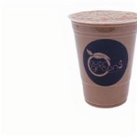 Chocolate Power Smoothie · Banana, peanut butter, raw cacao powder, honey and choice of milk.