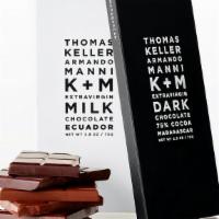 Extravirgin Dark Milk Chocolate · Tasting notes: the k+m extra virgin dark Madagascar alights on the palate with flavors of br...