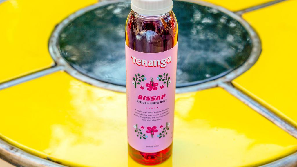 Bissap · A traditional West African hibiscus infused juice that is rich in antioxidants, strengthens the immune system and supports digestion.  We source our hibiscus from West Africa (hibiscus, mint)