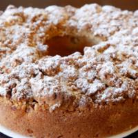 Dutch Apple Cake · Moist vanilla cake filled with cinnamon apples and topped with streusel.