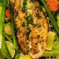Grilled Bass With Side Vegetables · 