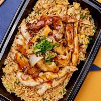 Chicken Hibachi · Stir-fried chicken hibachi with mixed vegetables. Served with rice.
