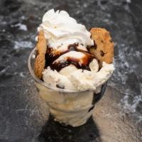 Cookie Lovers · Scoops of Vanilla and cookie dough ice cream with warm chocolate chip cookie pieces whipped ...