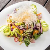 Asian Salad · Dairy free. Mixed greens and romaine, mandarin oranges, sliced almonds, cabbage-carrot slaw,...