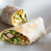 Grilled Chicken Caesar Wrap · Classic green mix, cheese and caesar dressing.