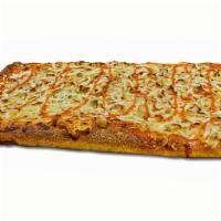 Sicilian Buffalo Chicken Pizza · 32 Slices. Fresh dough, our homemade buffalo sauce, fresh mozzarella cheese, and spices. Rec...