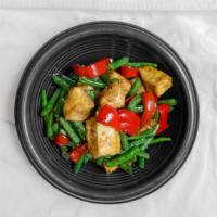 Tofu String Bean · Vegetarian. Sautéed string bean and tofu in garlic sauce. Entrées do not include rice.