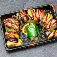 Dragon Roll · Avocado unagi and shrimp tempura.