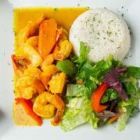 Shrimp · Sweet n sour served with a choice of rice & peas, white rice or yellow rice for an additiona...