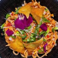 7 Pepper Chicken Mazemen · Shredded Chicken, Fried Wontons, Diced Onion & Peppers w/ Kitakata Noodles all tossed in our...