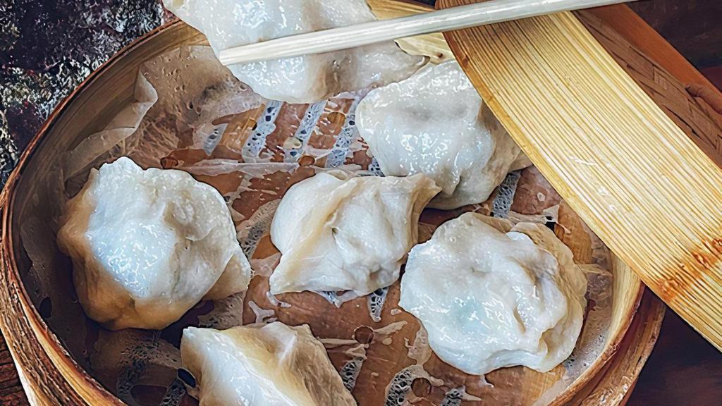Pork & Chive Dumpling · 6 pieces per order. . NOTE:. All dumplings are cooked fresh to order and take a minimum of 10 minutes for steamed and 12 minutes tor fried.
