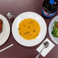 Roasted Whole Chicken Meal · Served with two side orders. Rice, mash potatoes, corn, carrots, potato salad, roasted pot s...