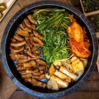 Beef Small Intestine (소곱창) · Grilled beef small intestine + Rice Cake + Korean chives + Kimch + Onion +  Green Onion +Dae...