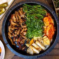 Beef Abomasum (막창) · Grilled beef entrails + Rice Cake + Korean chives + Kimch + Onion +  Green Onion +DaehanGopc...