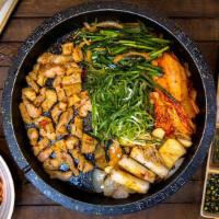 Beef Tripe (특양) · Mountain Tripe + Rice Cake + Korean chives + Kimch + Onion +  Green Onion +DaehanGopchang Sp...