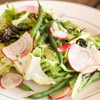 Salade Verte · Bibb lettuce, haricots verts, and shaved radishes with red wine-shallot vinaigrette, tarrago...
