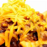 Chili Cheese Fries · Crispy, craveable fries with nacho cheese, chili and cheddar cheese.