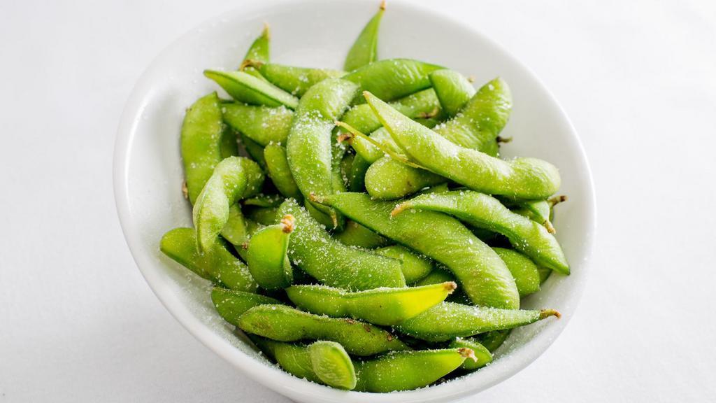 Edamame · Lightly salted, boiled young soybeans.