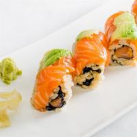 Gantry · Crunchy spicy salmon on the inside, topped with salmon and avocado.