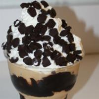 Espresso Bean · Robust coffee ice cream, chocolate covered espresso beans, hot fudge. Cookie crunch topped w...