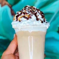 Crazy Grandpa · chocolate, caramel, French vanilla, milk & espresso. topped with whipped cream. drizzled wit...