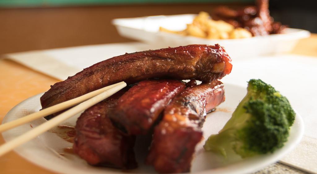 Bbq Spare Ribs · Served with  fried rice and egg roll.