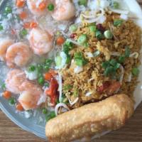 Shrimp With Lobster Sauce · Served with  fried rice and egg roll.