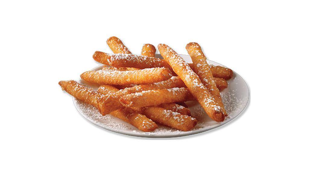 Funnel Fries · The classic funnel cake reimagined. Fried dough dusted in powdered sugar makes the perfect after pizza treat!