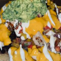 Home Run Nachos · ONIONS,PEPPERS,CILANTRO,RED ONIONS,. BLACK BEANS, JALAPENOS,GUACAMOLE,. SOUR CREAM, CHEESE S...