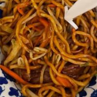Beef Chow Mein · Served with crispy noodles and steamed rice.