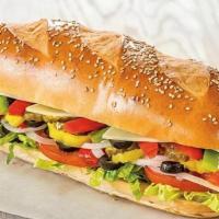 Veggie · All the good stuff! Lettuce, tomato onion, black olives, cucumbers, pickle chips, roasted re...