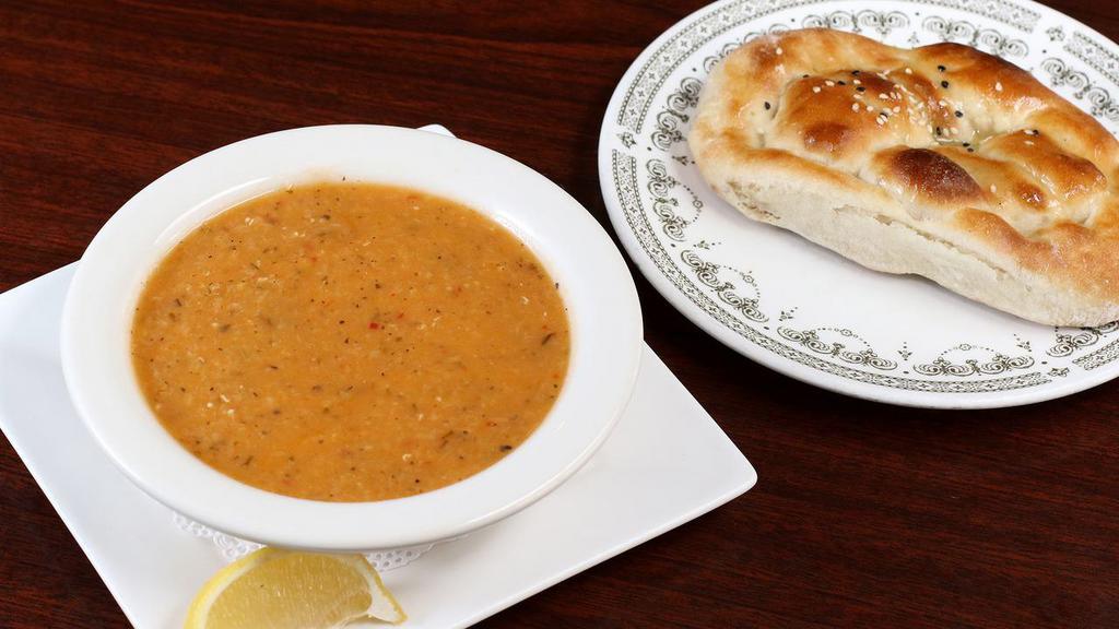 Lentil Soup · Turkish style creamy, thick soup with lentils, onion, and carrot.