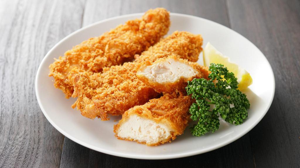 Chicken Tenders · Four pieces of crispy, juicy chicken tenders.