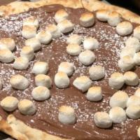 Nutella Pizza · Melted nutella topped with fire roasted marshmallows.