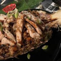 Pineapple Bowl · Your choice of grilled chicken or shrimp, with fresh pineapple mixed in a sweet teriyaki sau...