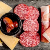  Flute'S Cheese & Charcuterie Plate · Cured meats, Gruyere, Manchego and Brie Cheeses served with walnuts and  dried dates on the ...