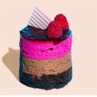 Raspberry Mousse · Raspberry Mousse Cake is a double layer mousse cake. The dark chocolate mousse on the bottom...