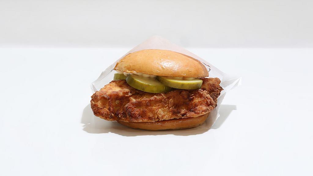 Fried Chicken Sandwich · Buttermilk-Battered Fried Chicken, Mayo, Pickles