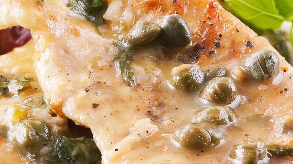 Chicken Piccata · sautéed with butter, capers, and artichoke hearts